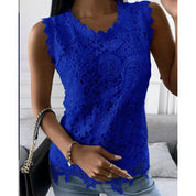 Emma White | Floral Lace Sleeveless Top For Women