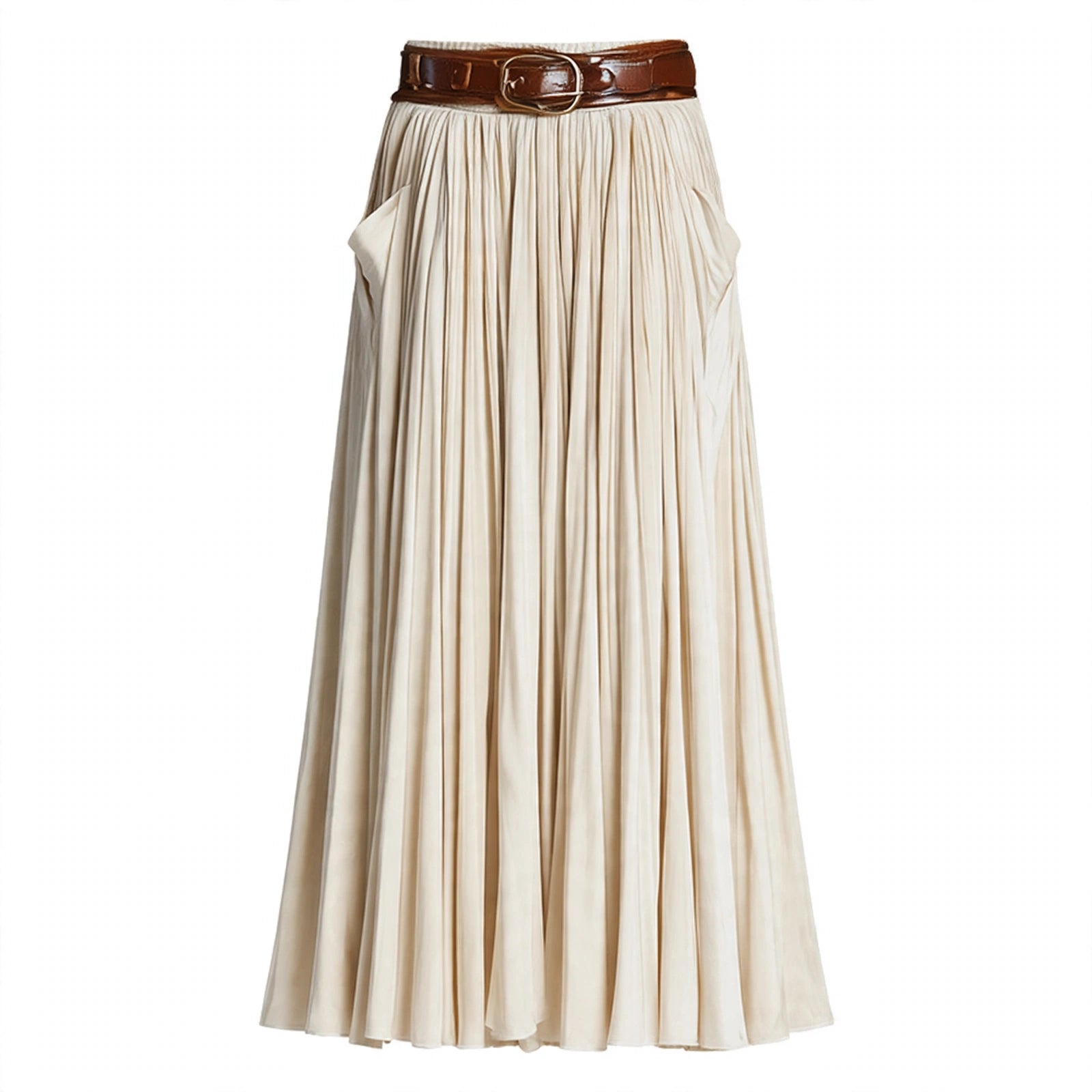 Eloise Fairweather | Velvet Pleated Skirt With Lace-Up Belt For Women
