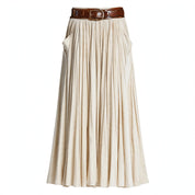 Eloise Fairweather | Velvet Pleated Skirt With Lace-Up Belt For Women