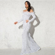 Amelia Sinclair | Off-Shoulder Sequin Mermaid Gown For Women