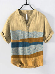 Filippo Rushcombe | Art Print Linen-Look Short Sleeve Shirt For Men