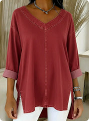 Clarissa Dunmore | Relaxed Denim V-Neck Top For Women
