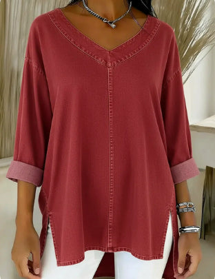 Clarissa Dunmore | Relaxed Denim V-Neck Top For Women