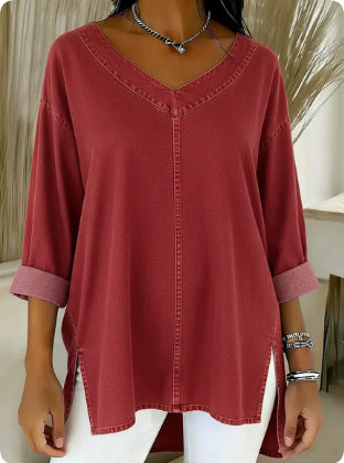 Clarissa Dunmore | Relaxed Denim V-Neck Top For Women