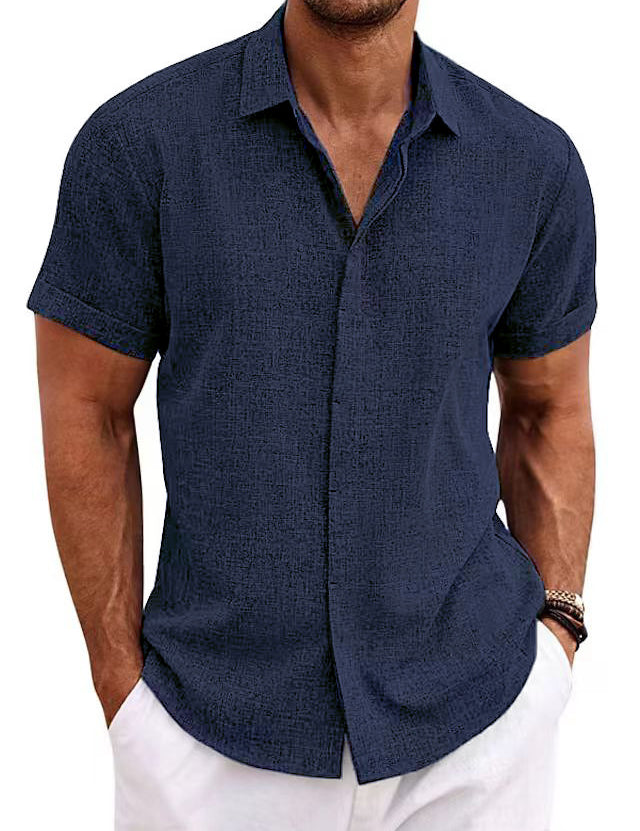 Cesare Crandale | Short Sleeve Linen-Look Summer Shirt For Men