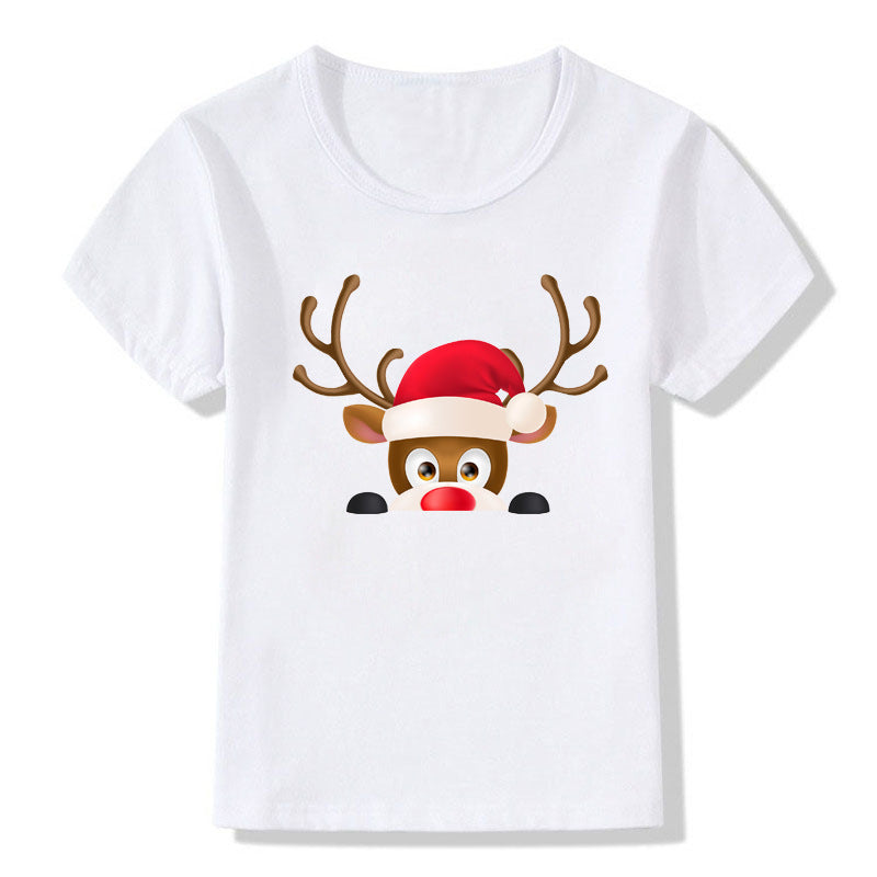 Merry Ember | White Santa Reindeer Christmas T-Shirt Unisex