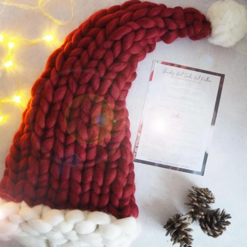 Ruby Frost | Red Chunky Knit Christmas Santa Hat Unisex