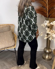 Genevieve Ashworth | Geometric Print V-Neck Blouse For Women
