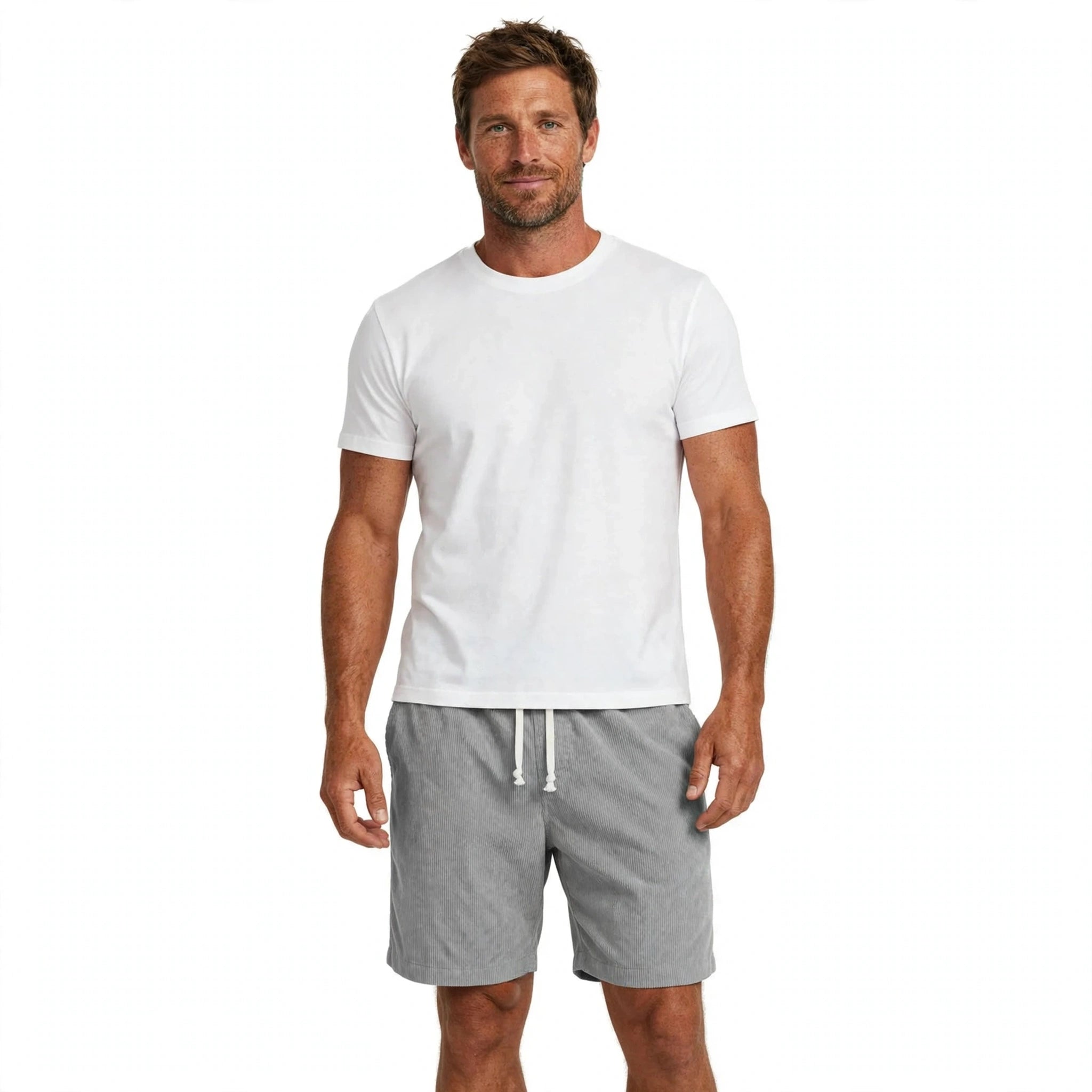 Dario Ballina | Grey Corduroy Drawstring Shorts For Men