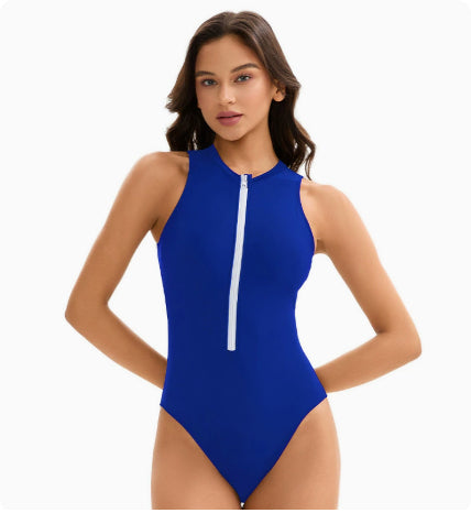 Melania Bramshaw | Zip Front High Neck One-Piece Swimsuit For Women