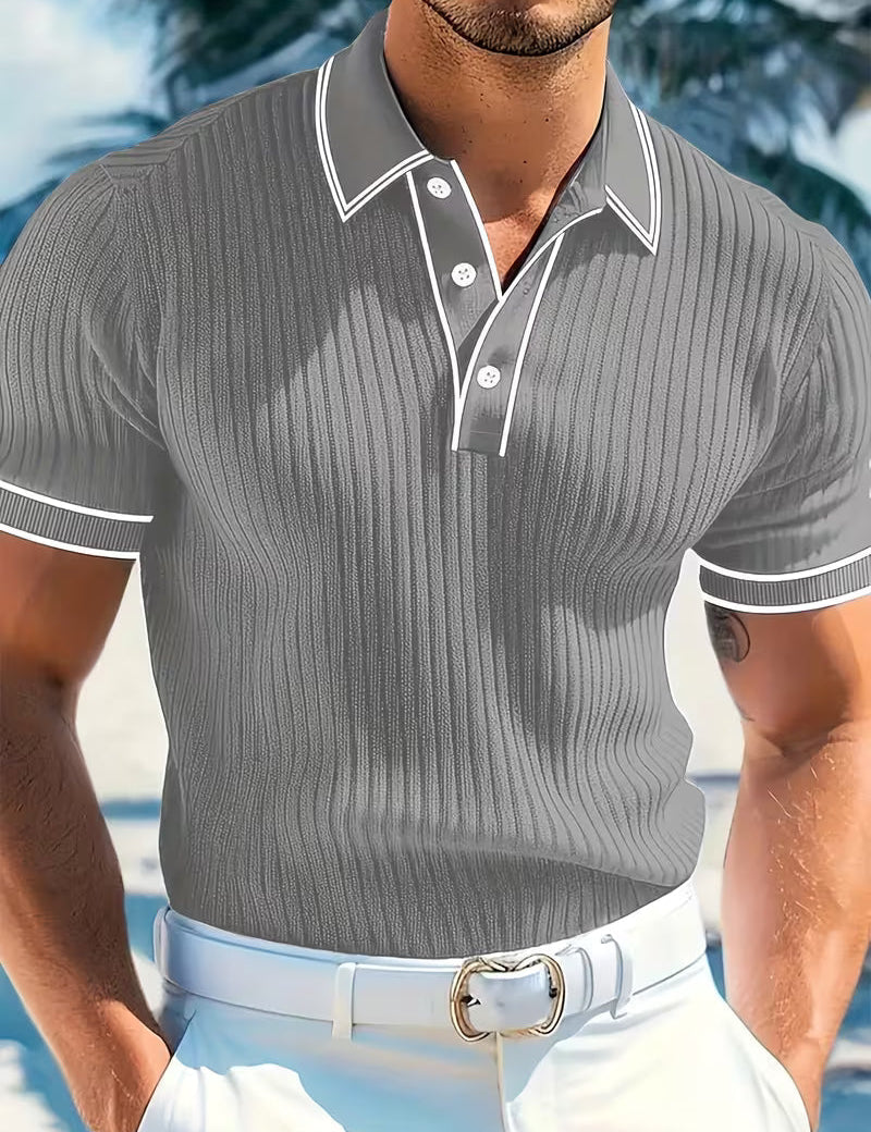 Hugo Prescott | Color-Blocked Short Sleeve Polo Shirt For Men