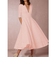 Jessamy Penshaw | Ivory V Neck Swing Midi Dress For Women