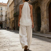 Bridie Ashcroft | Linen Tank Top and Wide-Leg Pants Set For Women