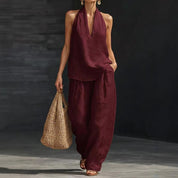 Bridie Ashcroft | Linen Tank Top and Wide-Leg Pants Set For Women