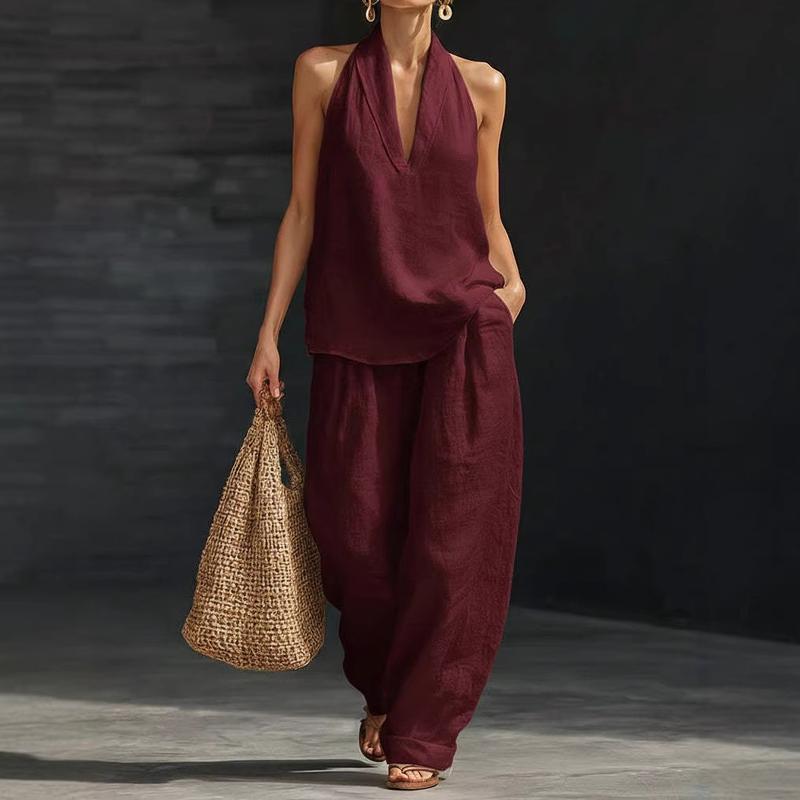 Bridie Ashcroft | Linen Tank Top and Wide-Leg Pants Set For Women