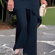 Rossella Dordale | Layered Chiffon Top & Trousers Set For Women
