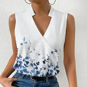 Isabelle Harris | Printed V-Neck Sleeveless Blouse For Women