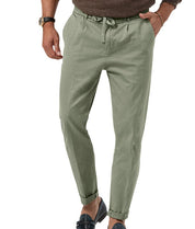 Gianni Brookmore | Sage Linen-Look Drawstring Trousers For Men