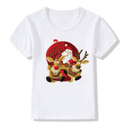 Merry Ember | White Santa Reindeer Christmas T-Shirt Unisex
