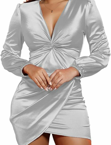 Isolde Thornford | Teal Satin Twist Front Graduation Dress For Women