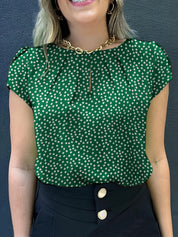Ophelia Lockhart | Polka Dot Blouse With Keyhole Detail For Women