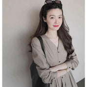 Oriana Belbridge | Grey Belted Midi Shirt Dress For Women