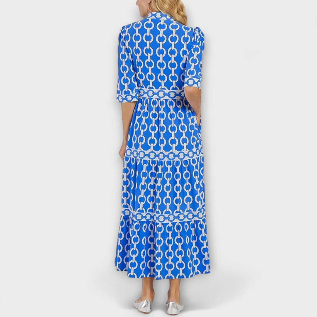 Beatrix Sterling | Chain Print Tiered Midi Dress For Women