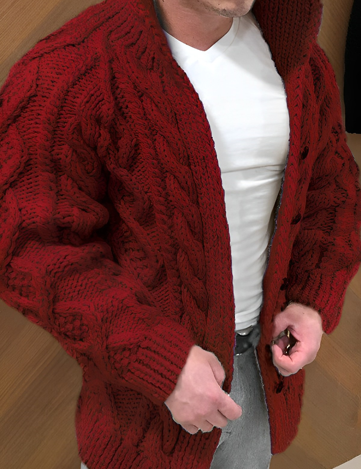 Leonardo Voss | Chunky Knit Zip Cardigan For Men