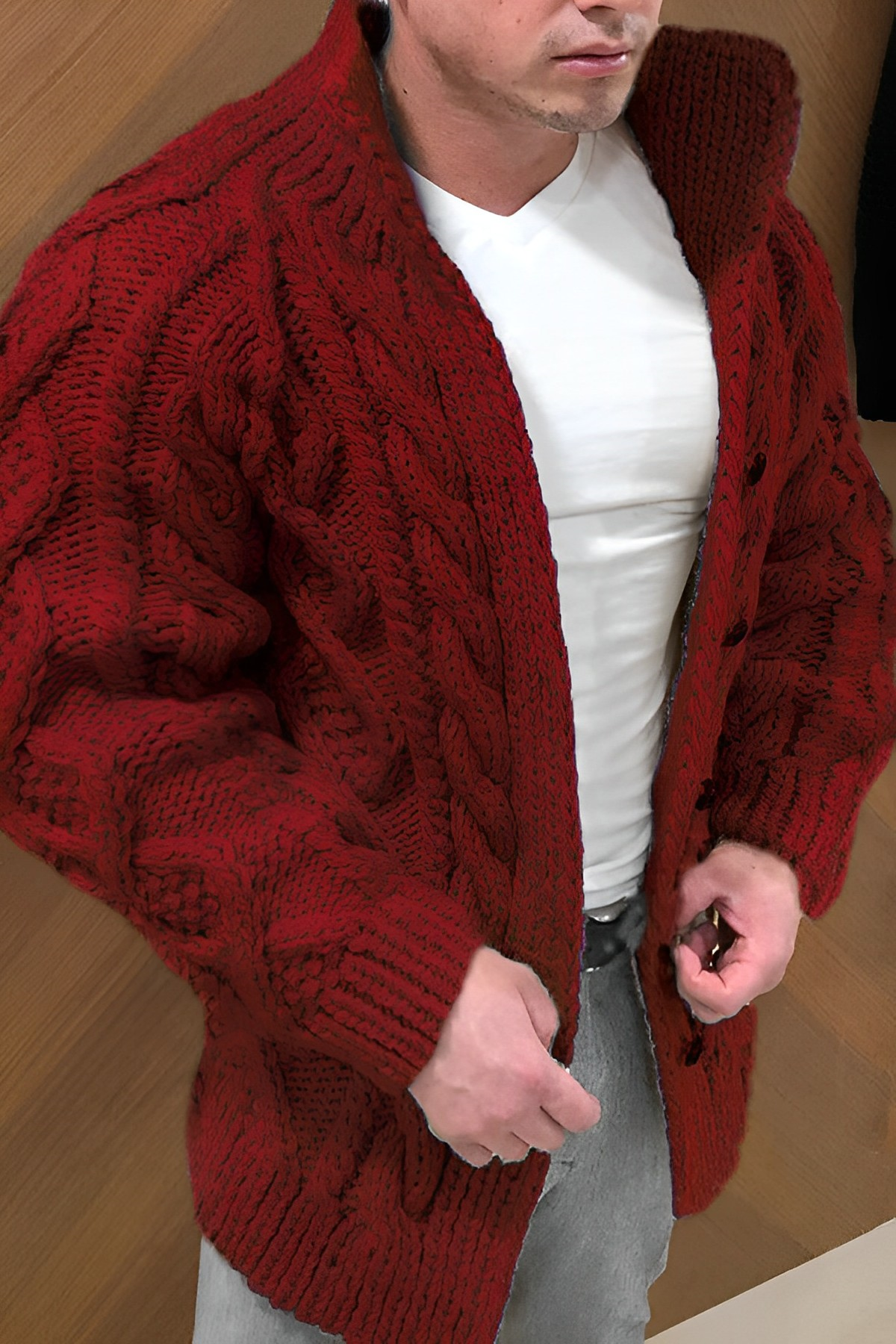 Leonardo Voss | Chunky Knit Zip Cardigan For Men