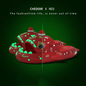 Frosty Morn | Red Glow-In-The-Dark Christmas Slippers For Women