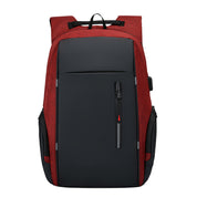 Water-Resistant USB Laptop Backpack - Red
