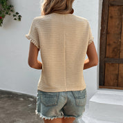 Olimpia Linworth | Textured Ruffle Sleeve T-Shirt For Women