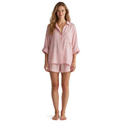 Fiorella Banksia | Pink Linen-Look Shirt & Shorts Set For Women