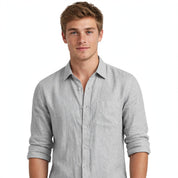 Bruno Harthurst | Grey Relaxed Linen-Look Shirt For Men
