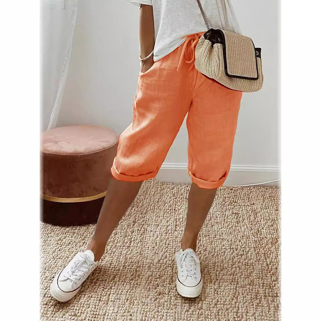 Ottavia Merimbula | Stone Cropped Linen-Look Pants For Women