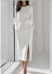Rita Estton | Button Slit Sleeveless Midi Dress For Women