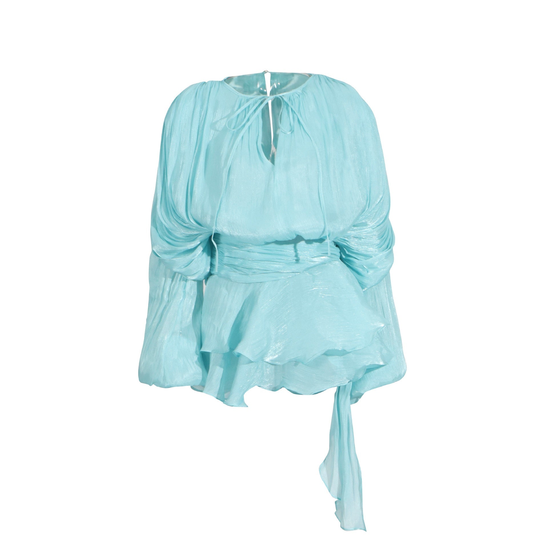 Lauren Murphy | Puff Sleeve Waist-Tie Mini Dress For Women