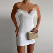 Tara Murphy | Feather Trim Cocktail Dress For Women