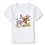 Merry Ember | White Santa Reindeer Christmas T-Shirt Unisex