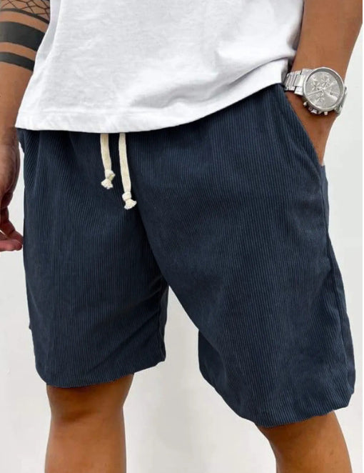 Dario Ballina | Grey Corduroy Drawstring Shorts For Men