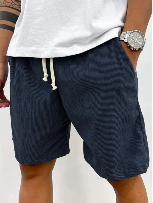 Dario Ballina | Grey Corduroy Drawstring Shorts For Men