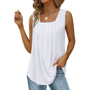 Poppy Reynolds | Pleated Square Neck Tank Top For Women
