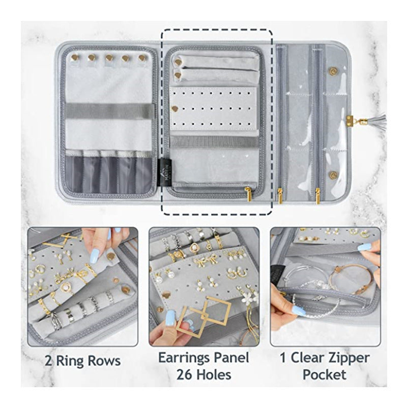 Trinket Fold | Grey Foldable Travel Jewellery Organiser For Women