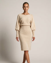 Charlotte Fielding | Balloon Sleeve Knit Midi Dress For Women