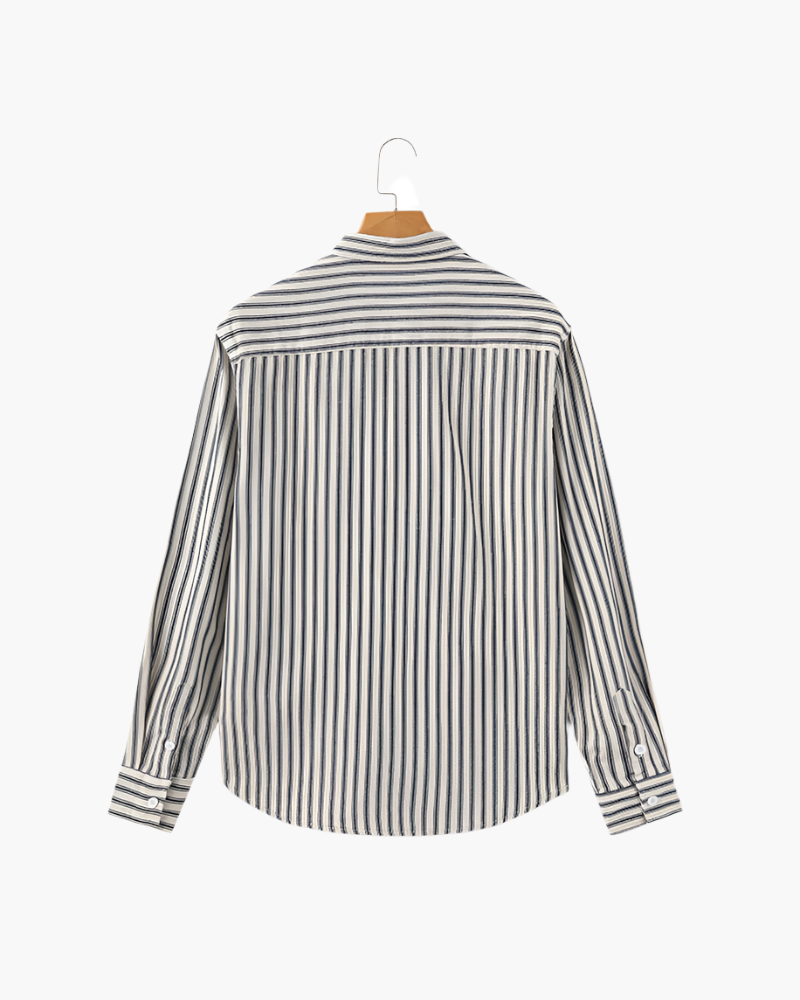 Gabriel Fontaine | Linen Stripe Shirt with Relaxed Coastal Elegance For Men