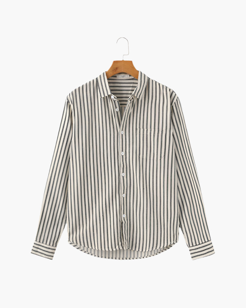 Gabriel Fontaine | Linen Stripe Shirt with Relaxed Coastal Elegance For Men
