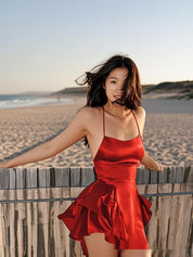 Olivia Martin | Satin Cowl Neck Mini Dress For Women