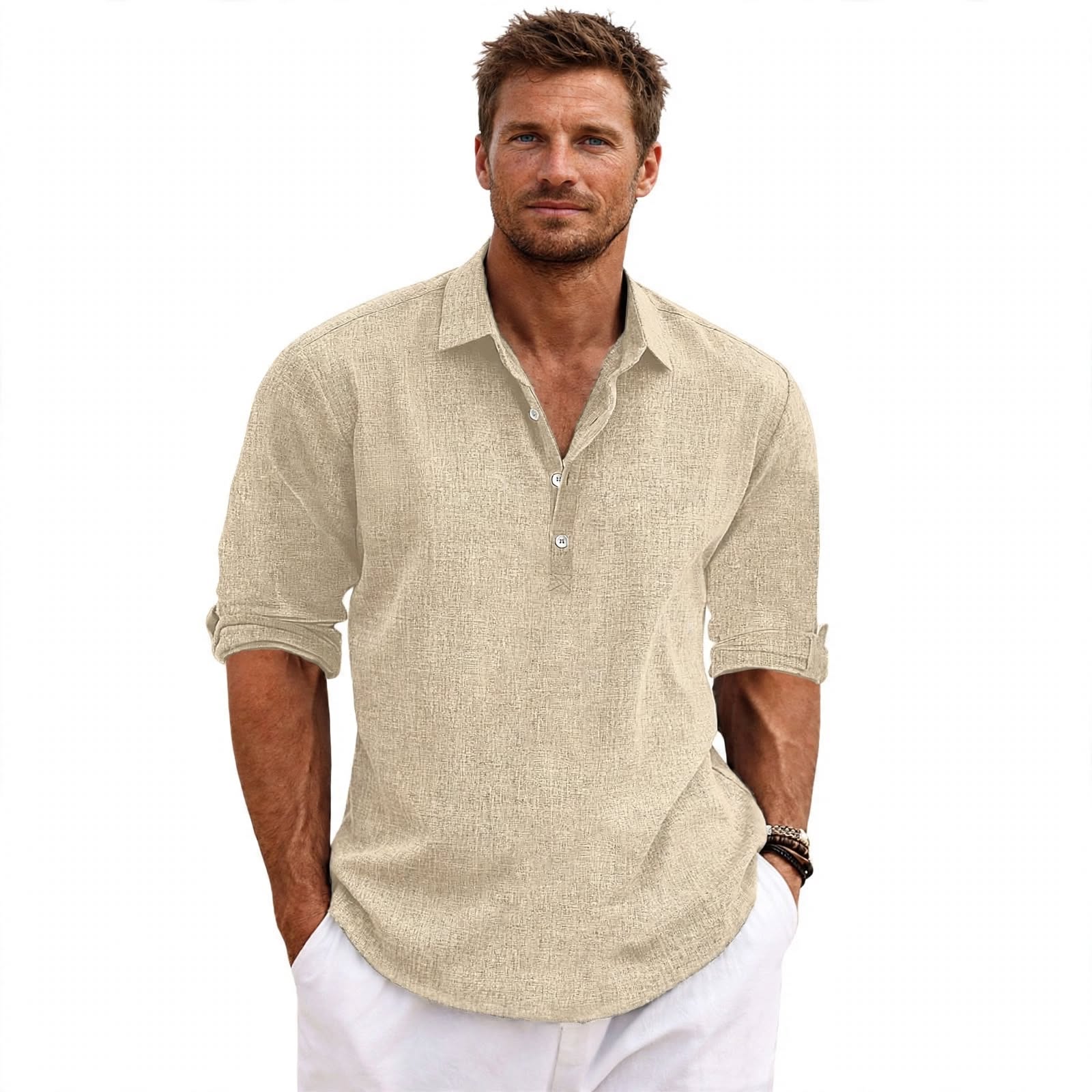 Giacomo Braybridge | Long Sleeve Half-Button Polo For Men
