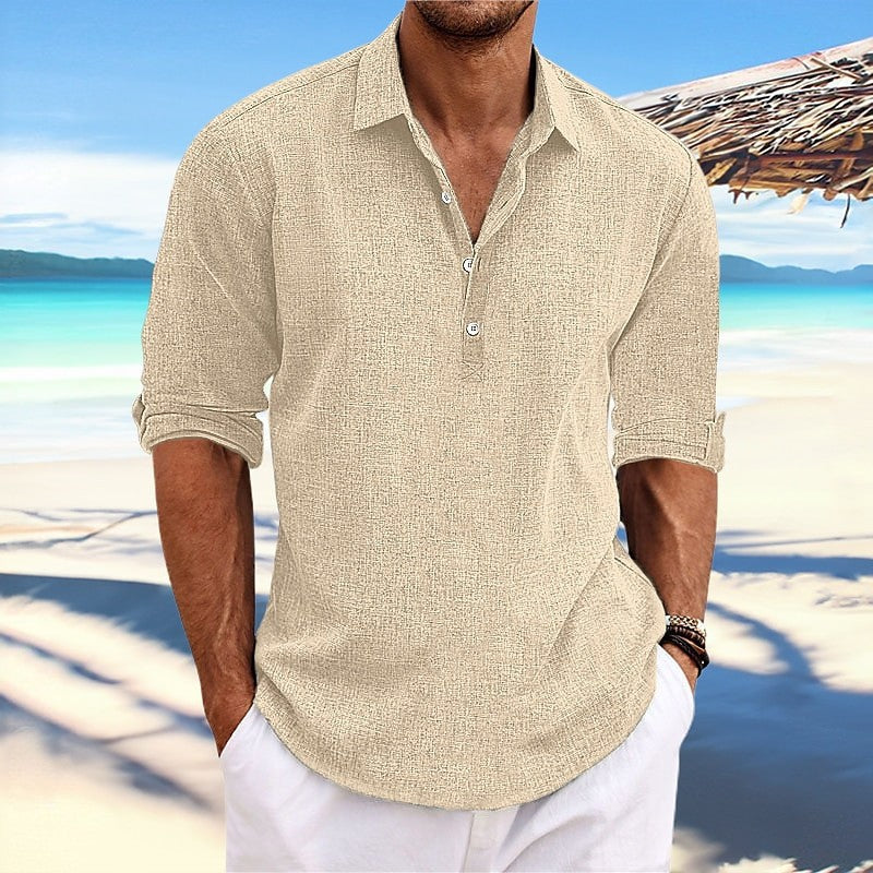 Giacomo Braybridge | Long Sleeve Half-Button Polo For Men