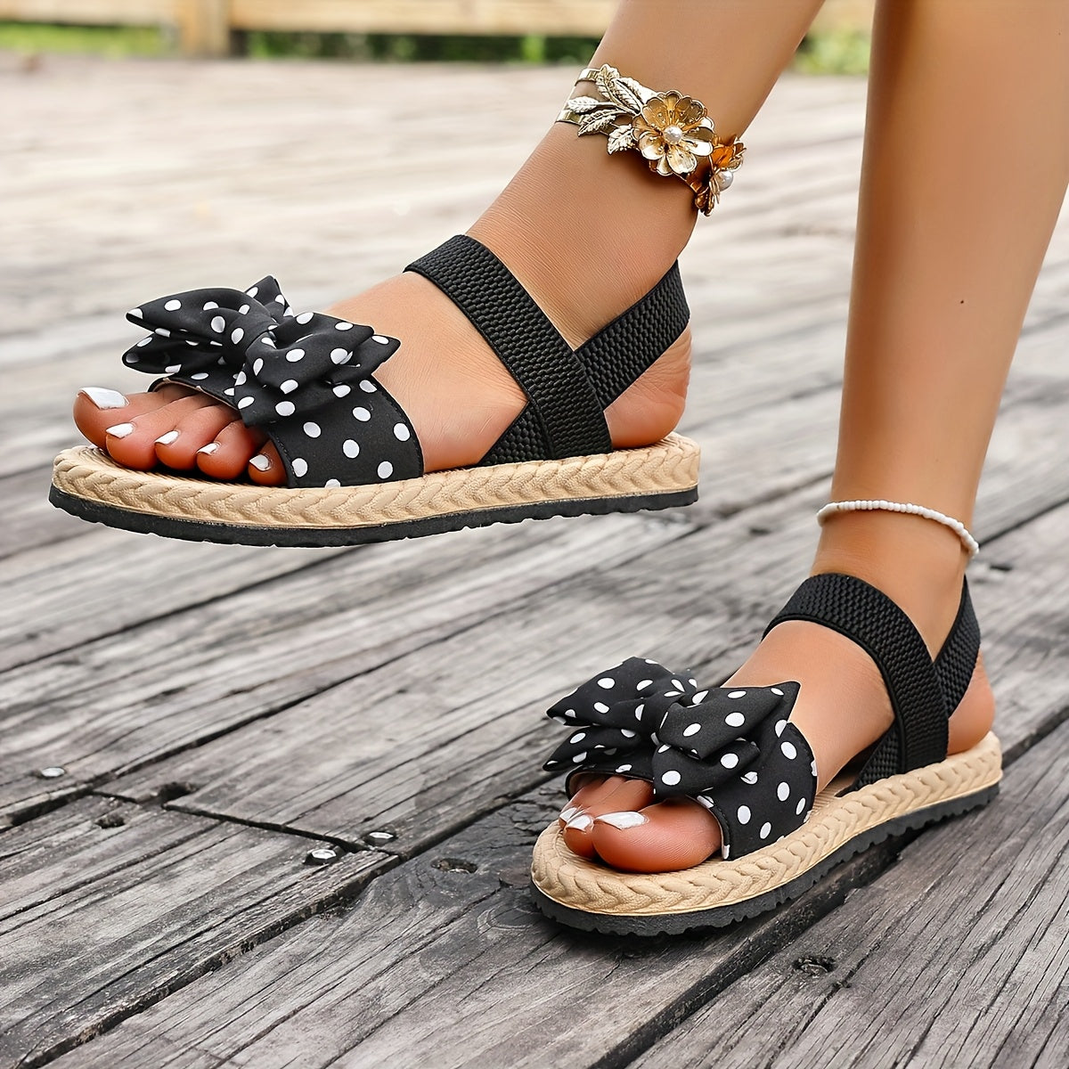 Nora Fitzgerald | Polka Dot Bow Sandals For Women